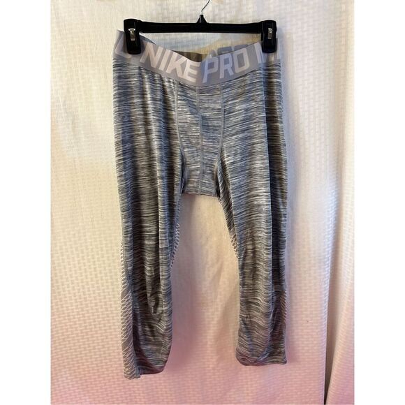 Nike pro dri fit xl gray stripe active pants capri - Picture 2 of 11